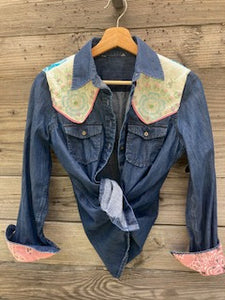 mustang reworked small jean shirt