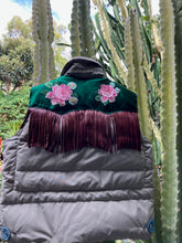 vintage down rose fringe puffer vest