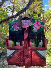 serape and roses down puffer vest