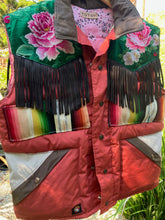 serape and roses down puffer vest