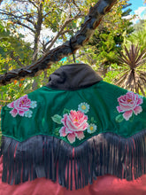 serape and roses down puffer vest