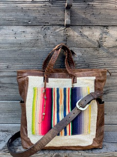 leather serape tote