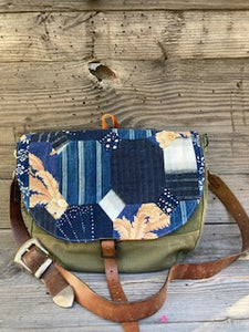 vintage patchwork indigo messenger