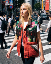 serape and roses down puffer vest