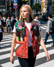 serape and roses down puffer vest