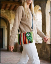 vintage serape zip crossbody with vintage show ribbon
